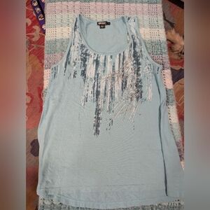 DKNY Blue And Gray  Women's Tank Top Sequined Size Small